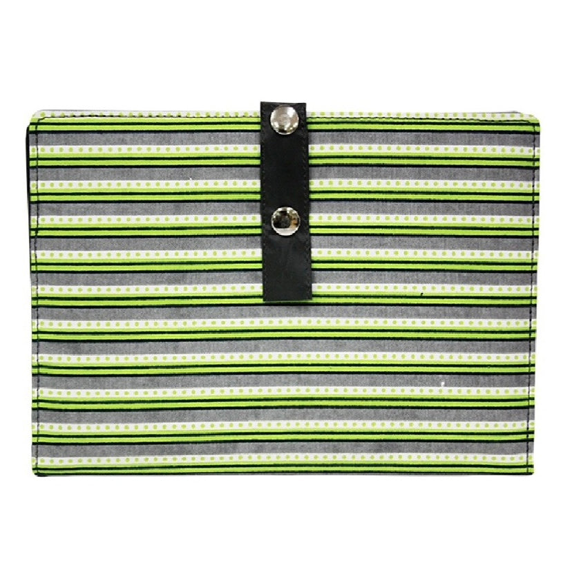 pattern holder with green striped fabric