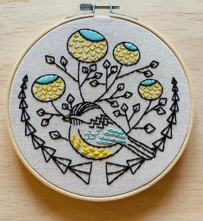 chickadee with flowers