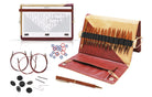 set of ginger interchangeable knitting needles in red case