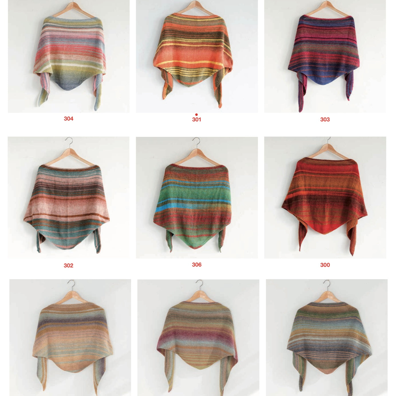 knit shawls in different colors