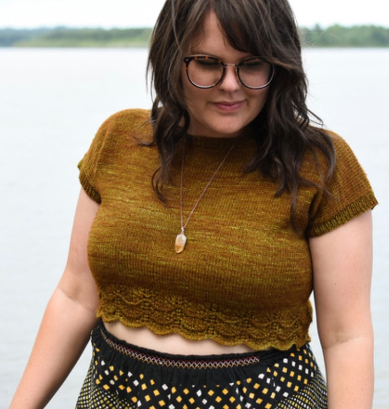 woman wearing hand knit sweater