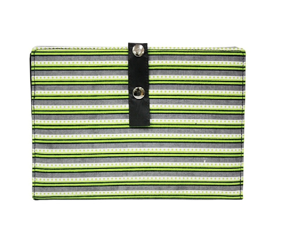 pattern holder with green striped fabric