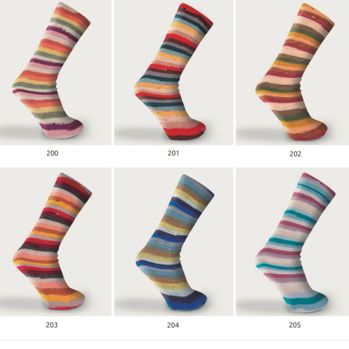 6 different self stripping knit socks