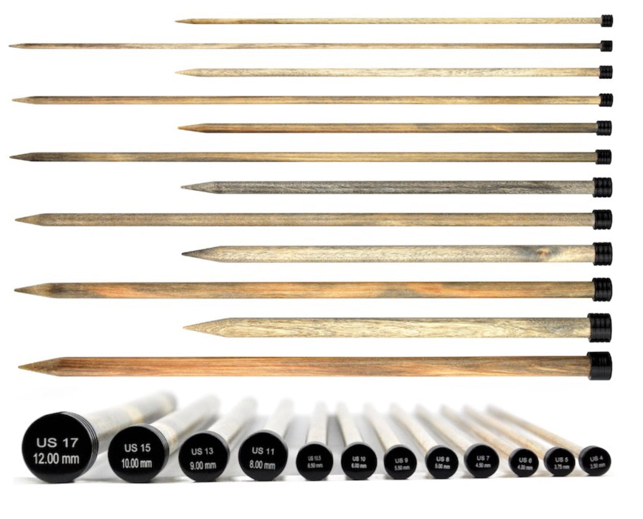 knitting needles in different sizes